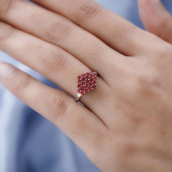 Mother Earth Jewelry - Indian Pink Tanzanite Crystal Cluster Ring | Platinum Hypoallergenic Size 7